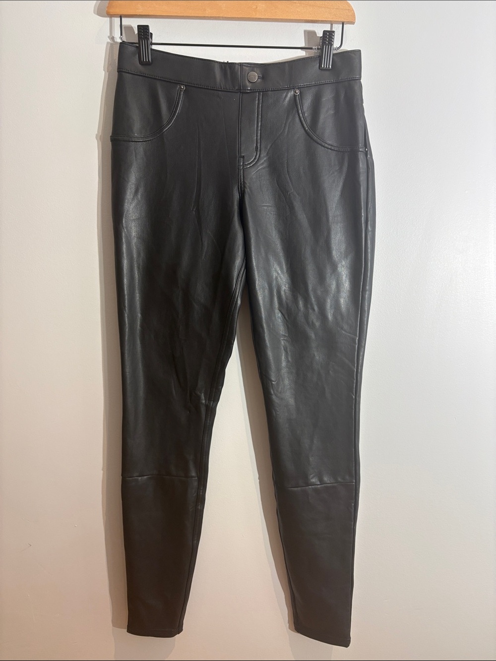 HUE Black Faux Leather Skinny Pants